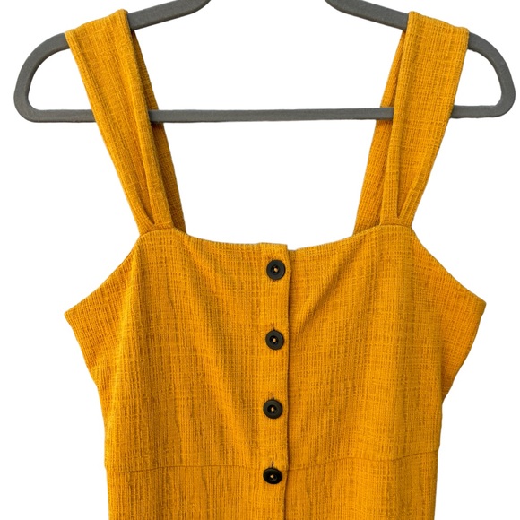 Madewell Women’s S Button Front Mustard Yellow Boho Textured Sleeveless Dress - Picture 5 of 10
